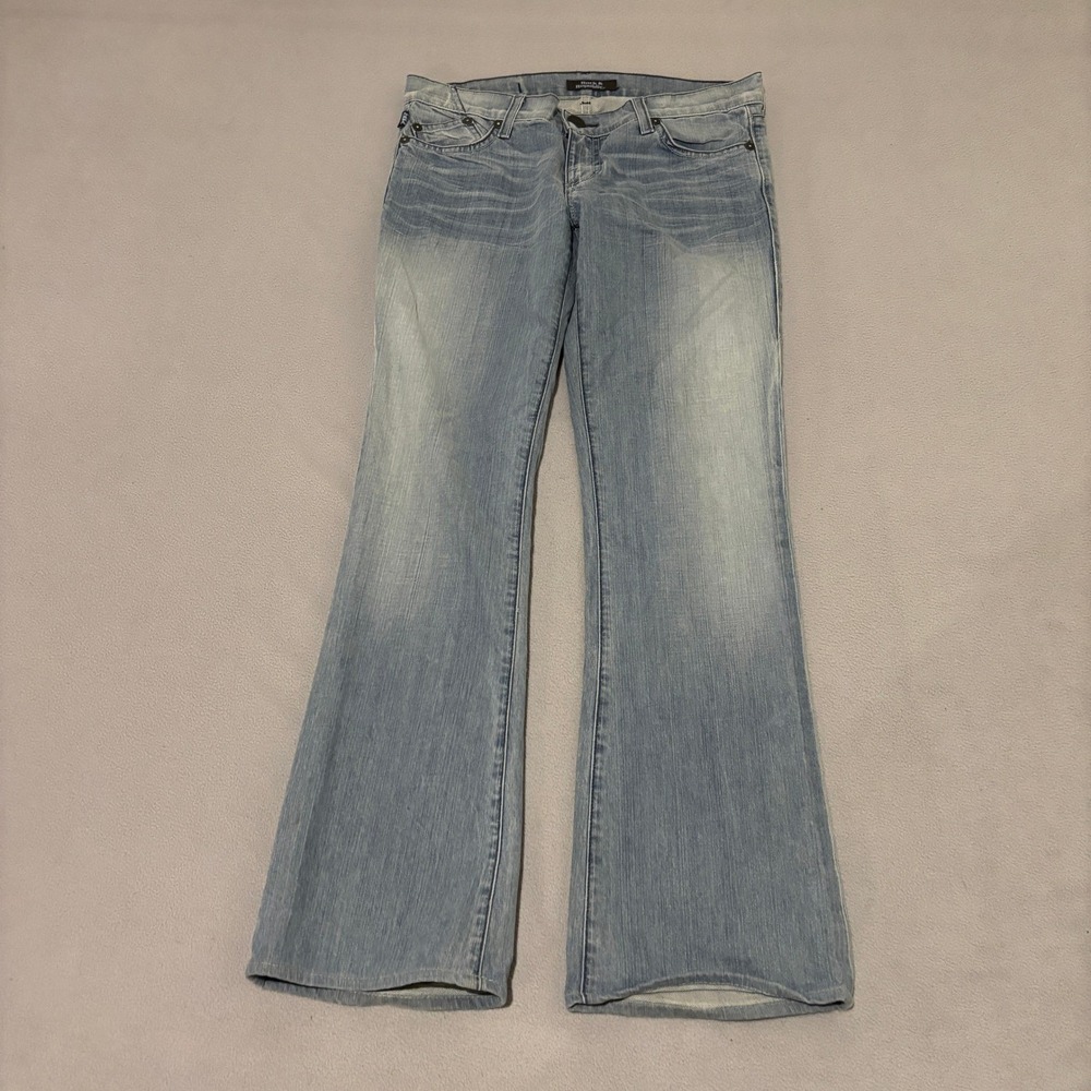Rock & Republic Kiedis Flare Jeans Light Wash Low Rise Embroidered Size 27 Y2K